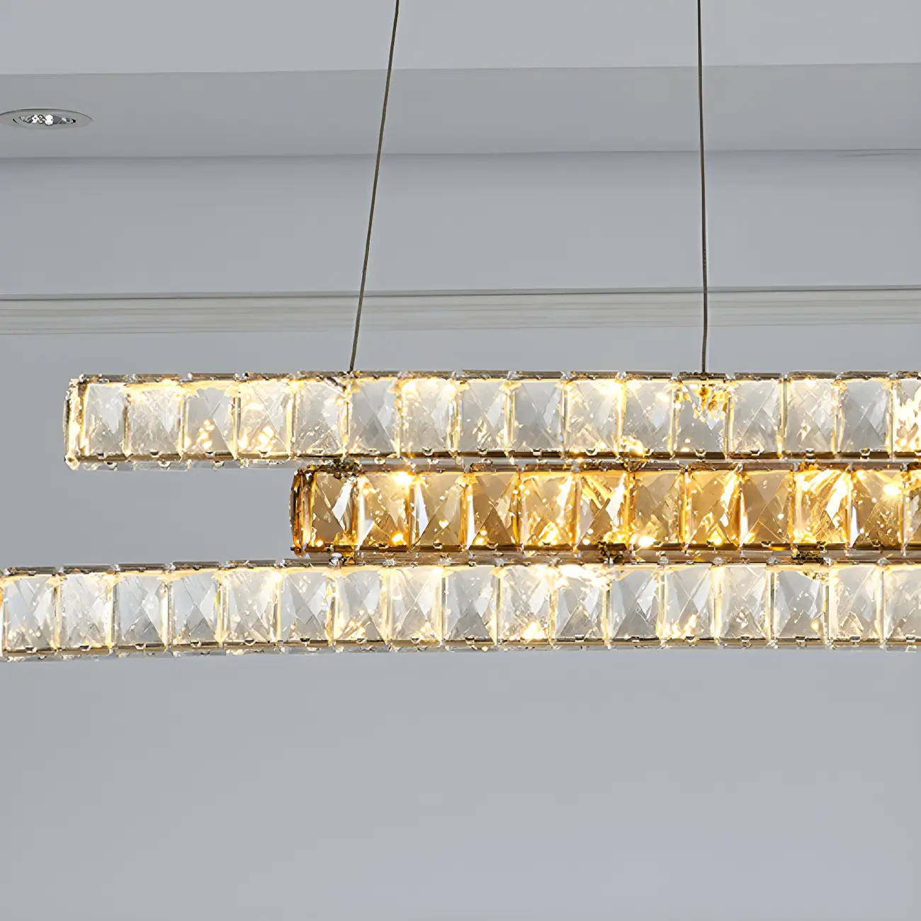 Modish 3-Tier Crystal LED Linear Pendant Light