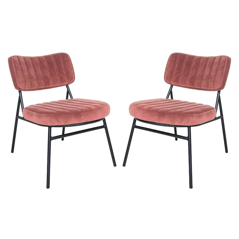 LeisureMod Set of 2 Marilane Velvet Accent Chairs with Velvet Upholstery & Sturdy Metal Frame for Home Office Lounge Living Room