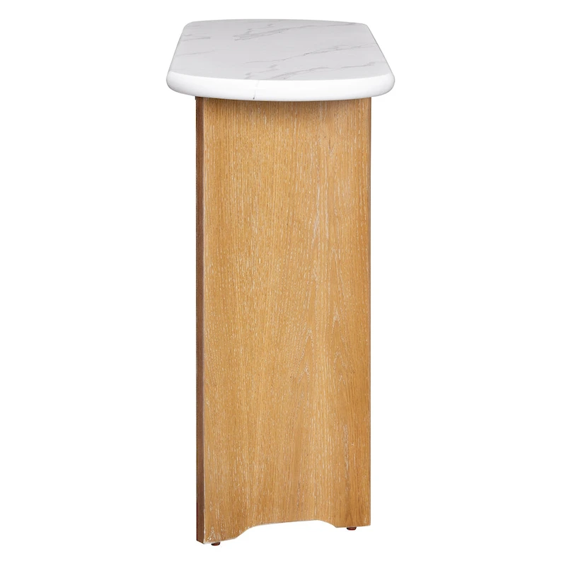 53.9 Console Table with Faux Marble Top & Wood Base