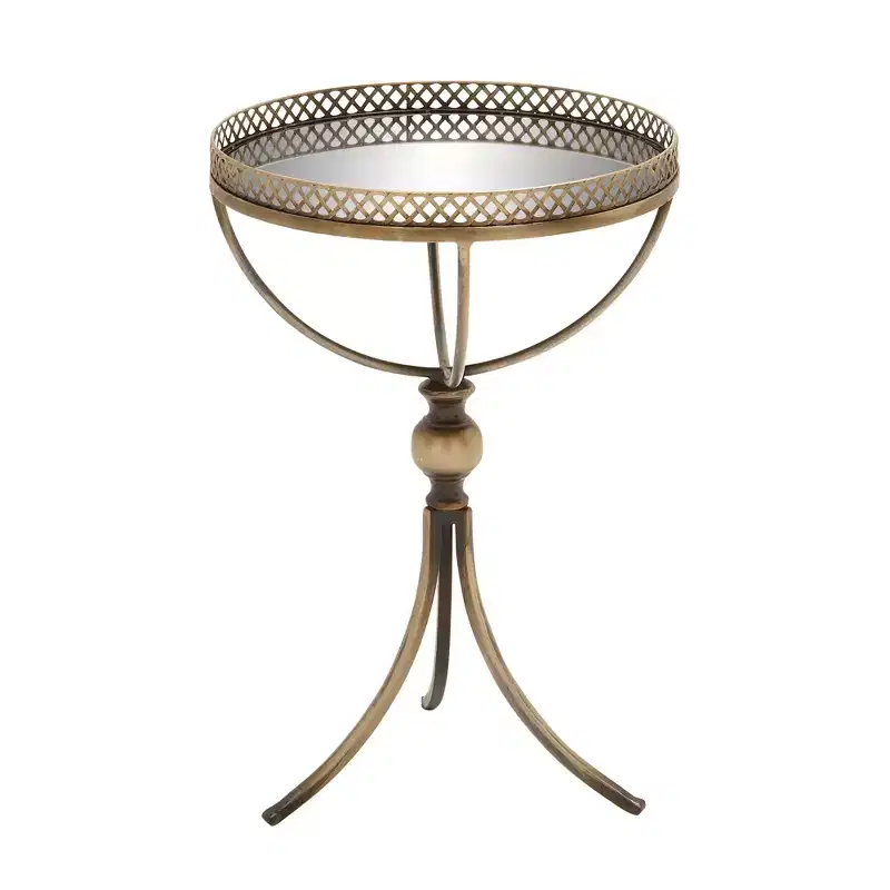 Metal and Glass Round Pedestal Table Gold - Olivia & May