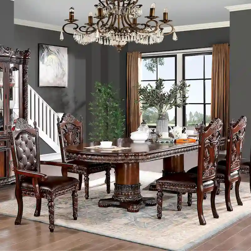 Abeena Traditional Cherry Solid Wood 5-Piece Expandable Dining Table Set