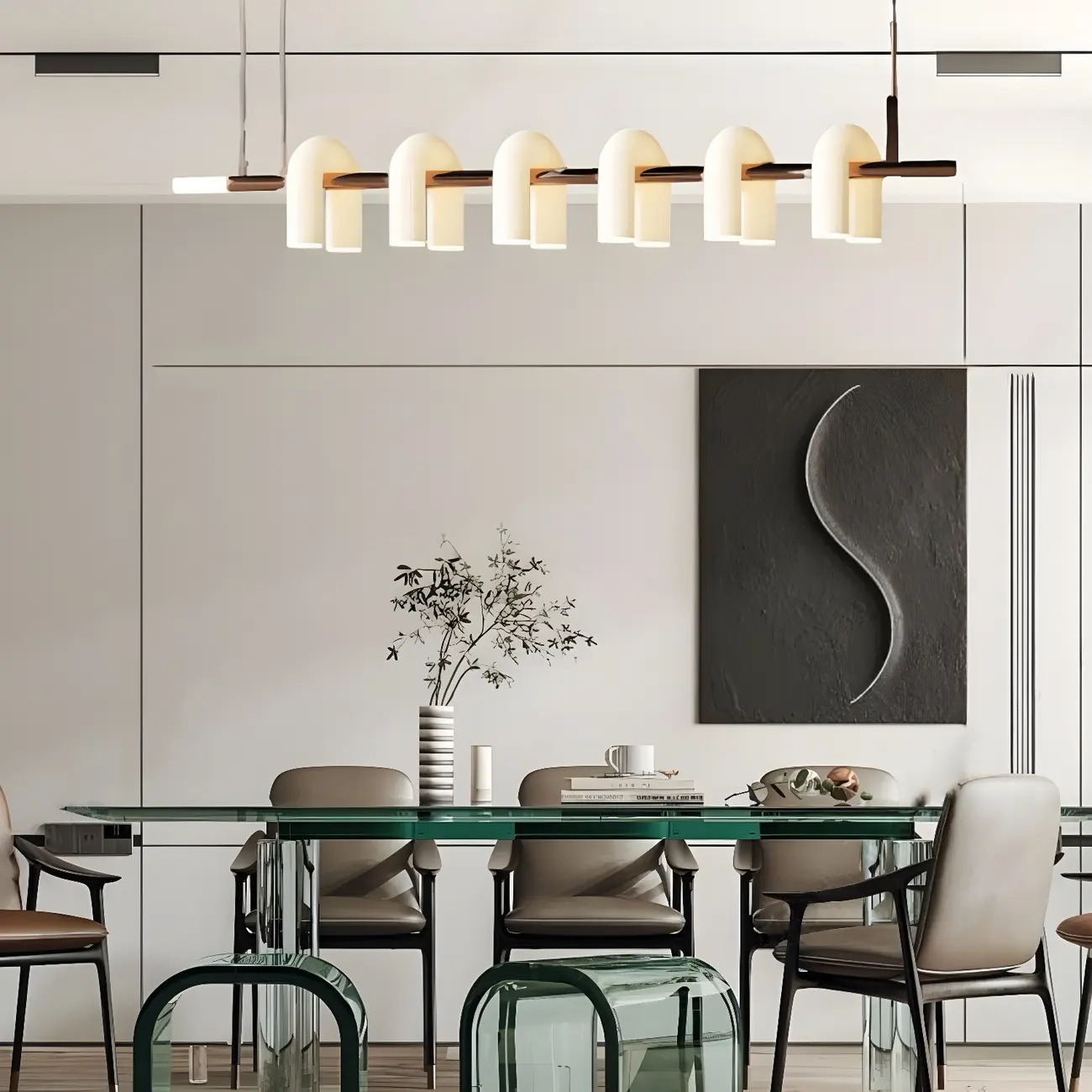 6-Light Modern Geometric LED Island Pendant Light for Kitchen