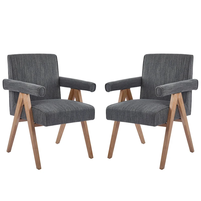 Christopher Knight Home Poppy Fabric Arm Dining Chair (Set of 2)