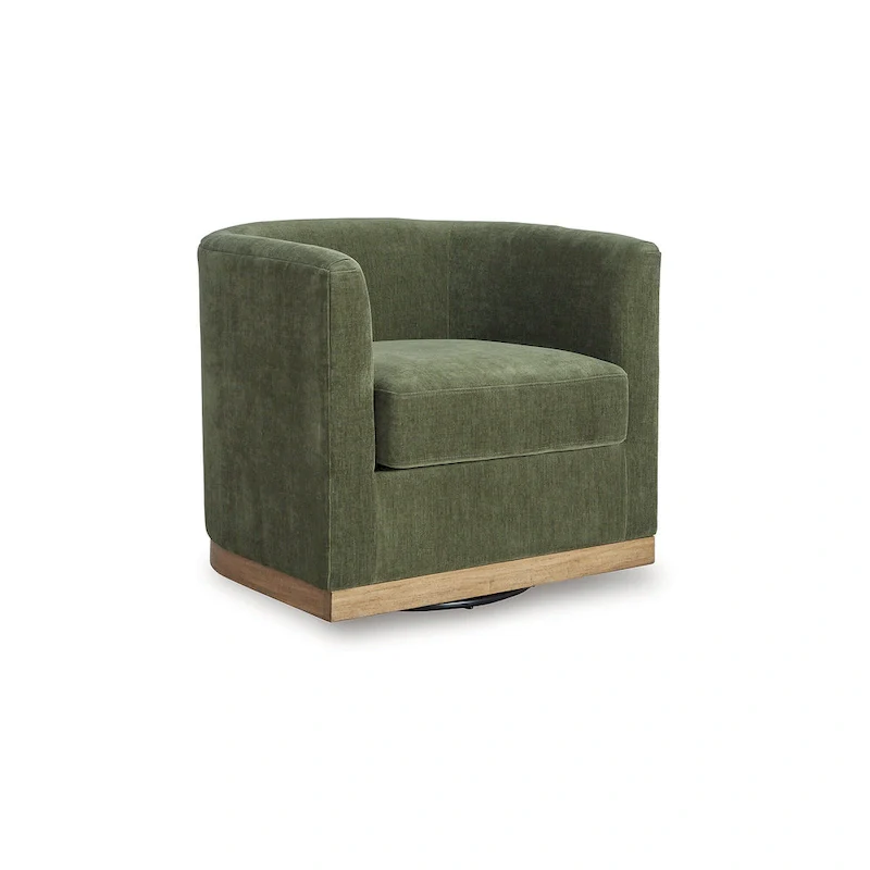 Forest Green Swivel Chair with 360-Degree Rotation and Upholstered Seat