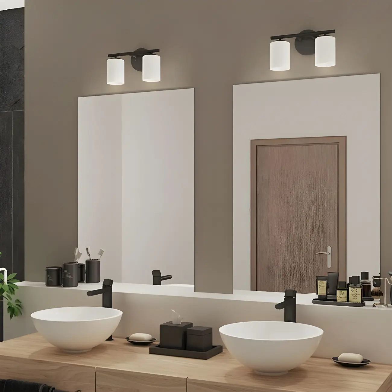 Industrial Metal Cylinder Glass Bathroom Vanity Light