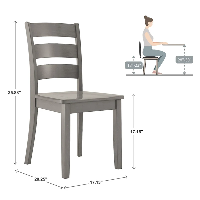Wilmington II 48-Inch Rectangular Antique Grey 5-Piece Dining Set by iNSPIRE Q Classic