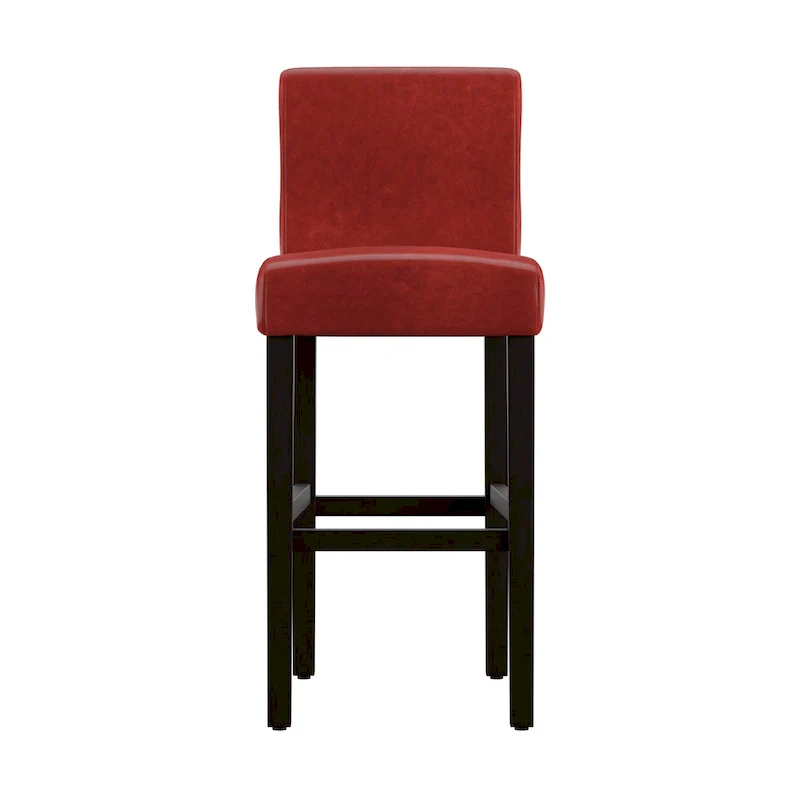 Bennett Red Faux Leather High Back Bar Stools (Set of 2) by