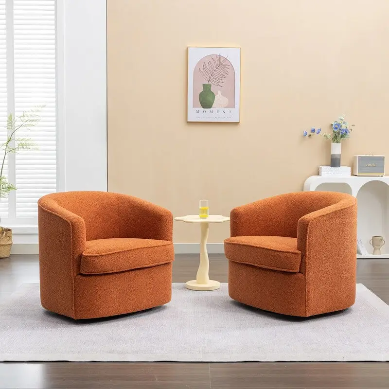 SEYNAR Modern Boucle Upholstered 360 Degree Swivel Accent Club Chair Set of 2