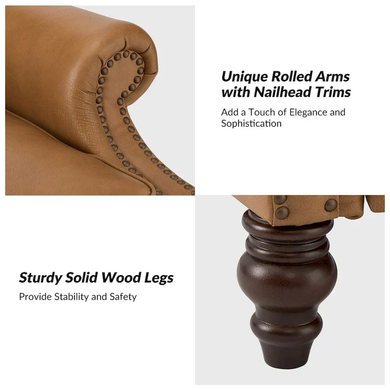 Noemon Modern Genuine Leather Recliner with Nailhead Trims Set of 2 by HULALA HOME