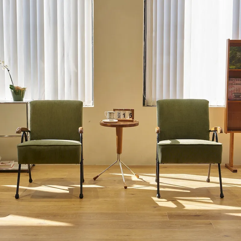 Green Modern 20 High Back Upholstered Accent Chair with Metal Legs