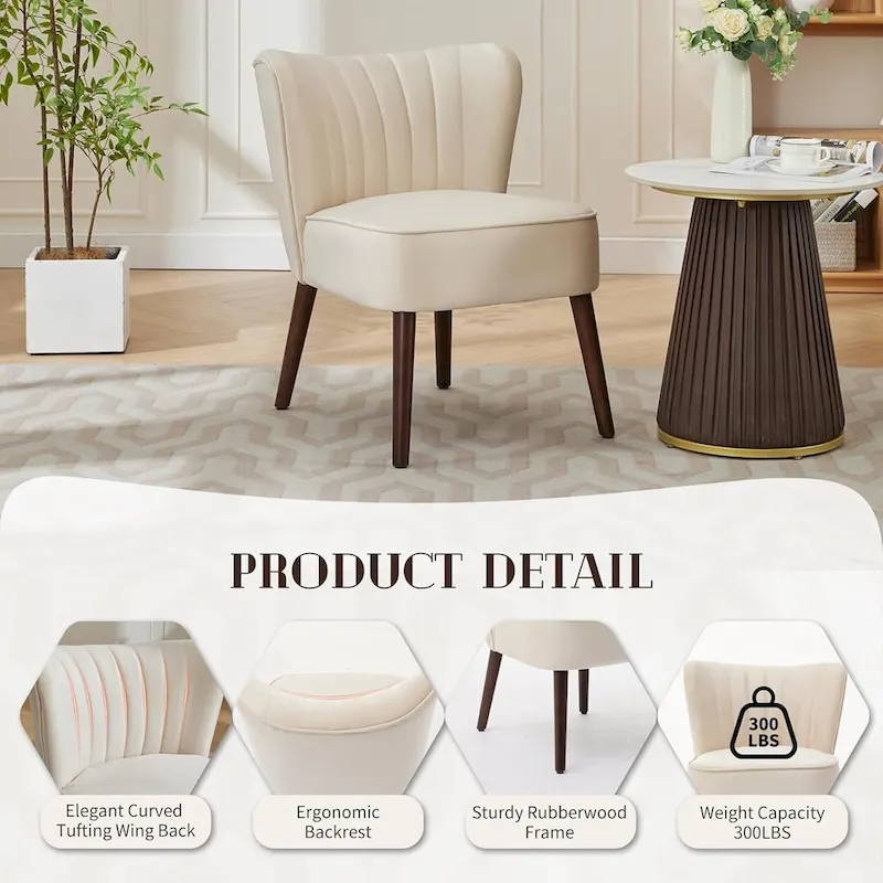 Modern Velvet Accent Chair, Soft Upholstered Living Room Chair with Wooden Legs