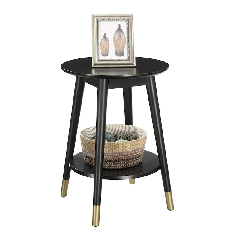 Convenience Concepts Wilson Mid Century Round End Table with Shelf