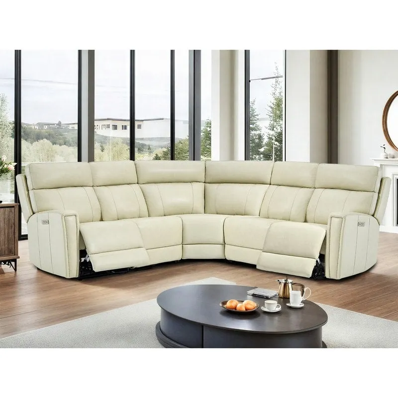 104 W 3-Color Genuine Leather Power Reclining sectional sofa With Zero Gravity, USB&USB-C Ports, 2StationaryArmlesschairs