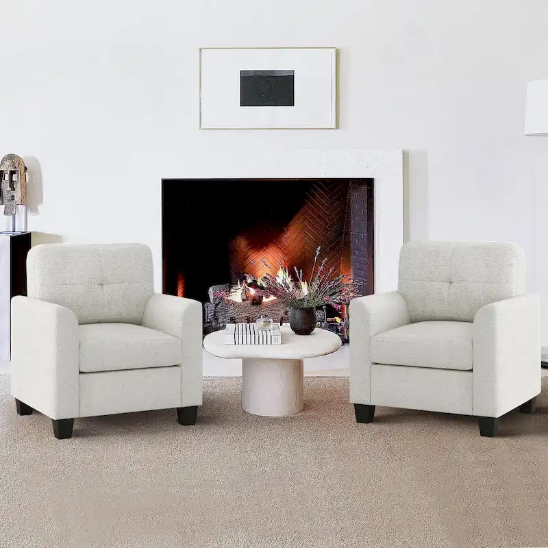 Mid-Century Upholstered Accent Chair Single Sofa with Armrest - 32.5Lx28.9Wx36.2H