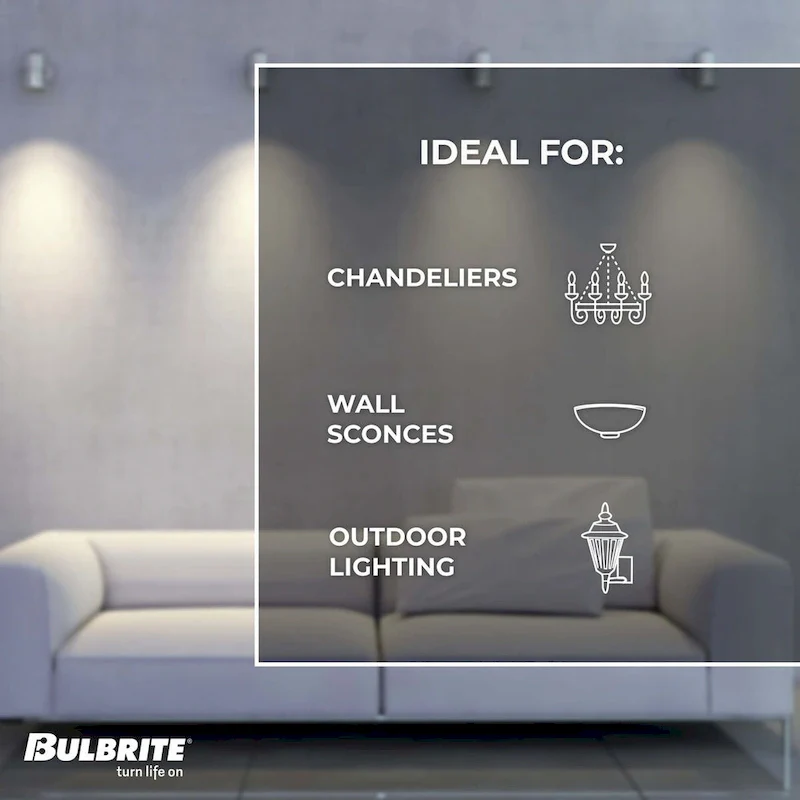 Bulbrite Pack of (50) 40 Watt Dimmable B10 Incandescent Light Bulbs with Clear Finish and Medium (E26) Base - Warm White Light