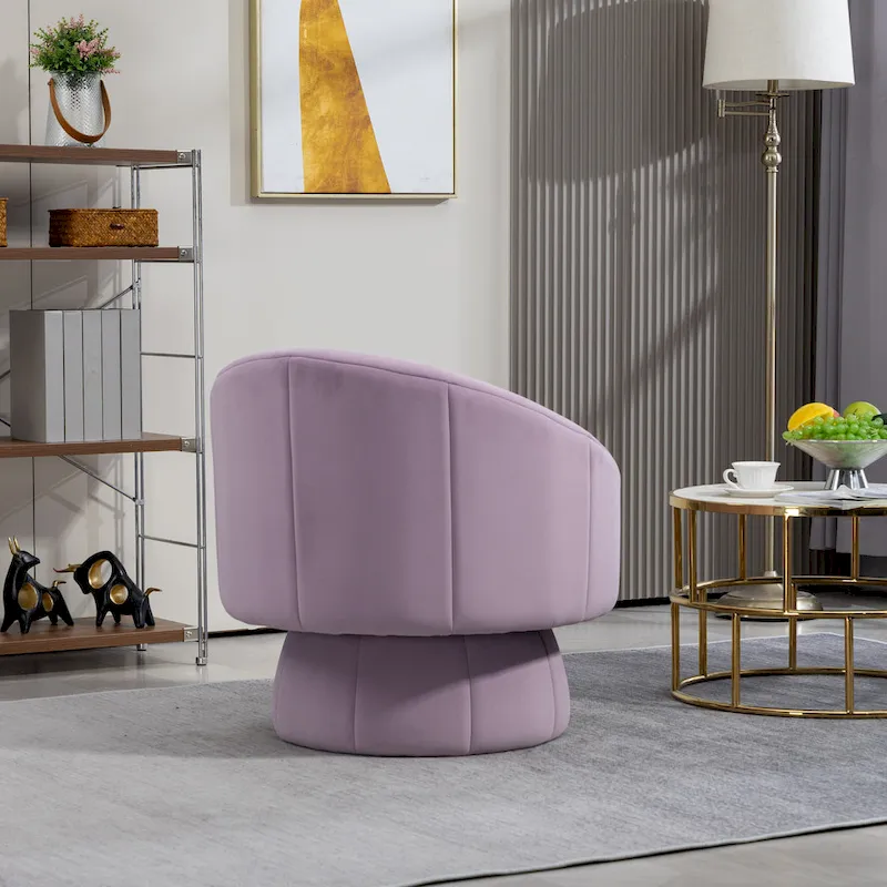 Modern 28.75 Velvet Upholstered 360 Swivel Accent Chair with Wood Frame and Waist Cushion