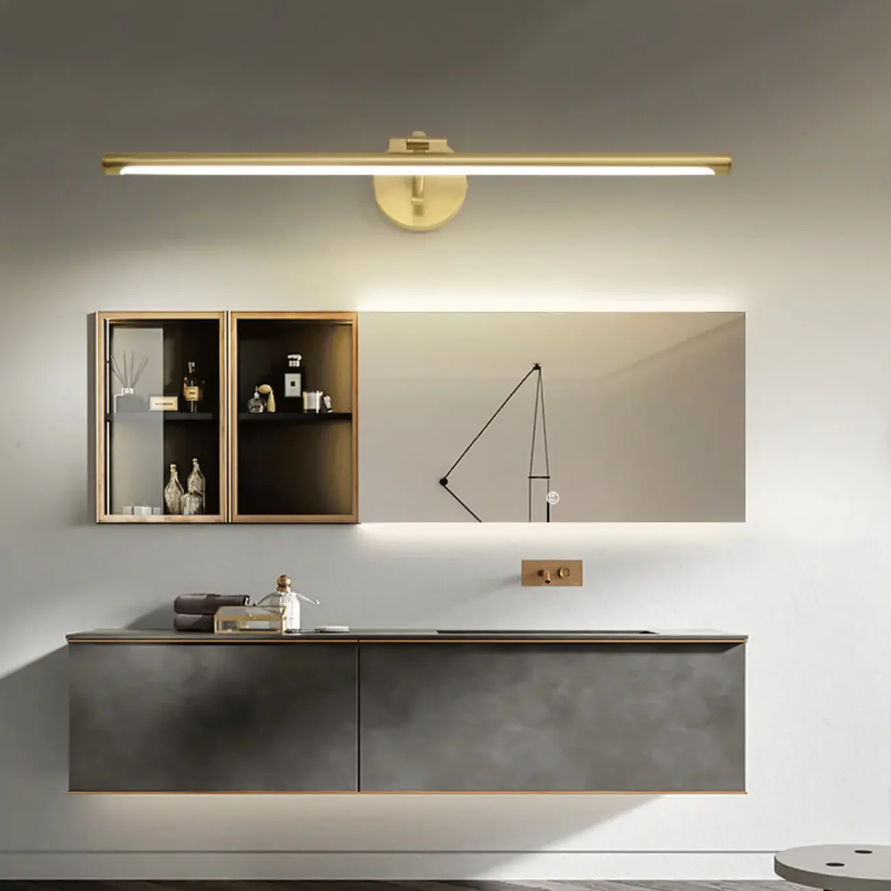 Arched Modern Gold Linear LED Vanity Light