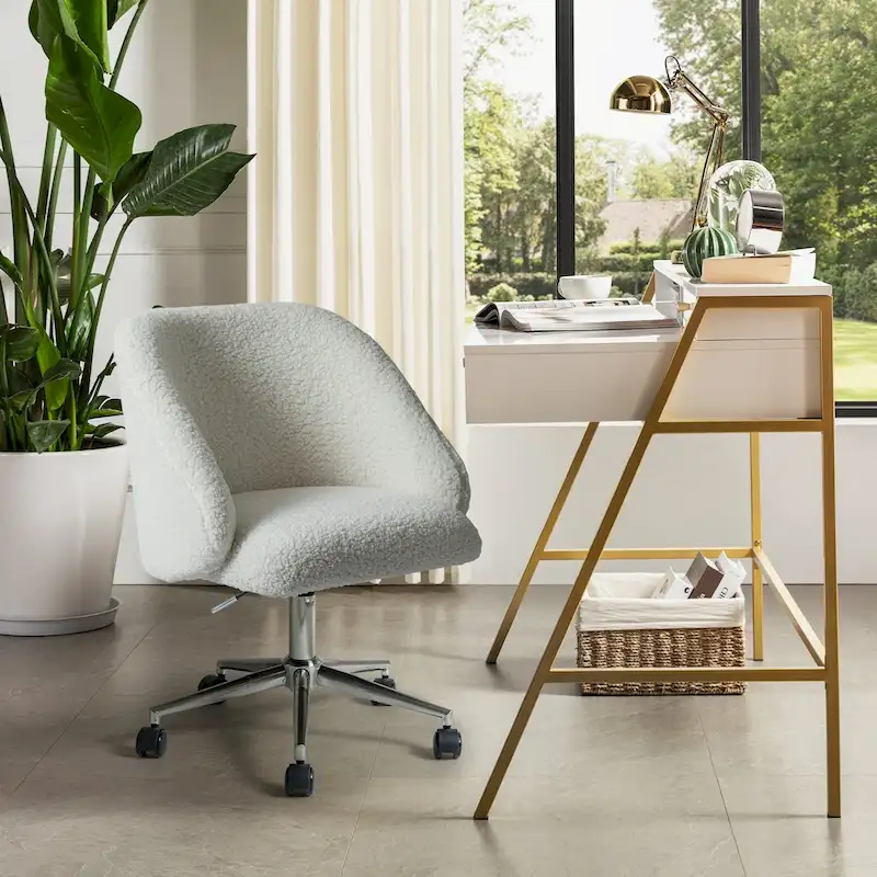 Joah Modern Boucle 360 Swivel Height Adjustable Swivel Office Chair with Rolling Wheels by  - N/A