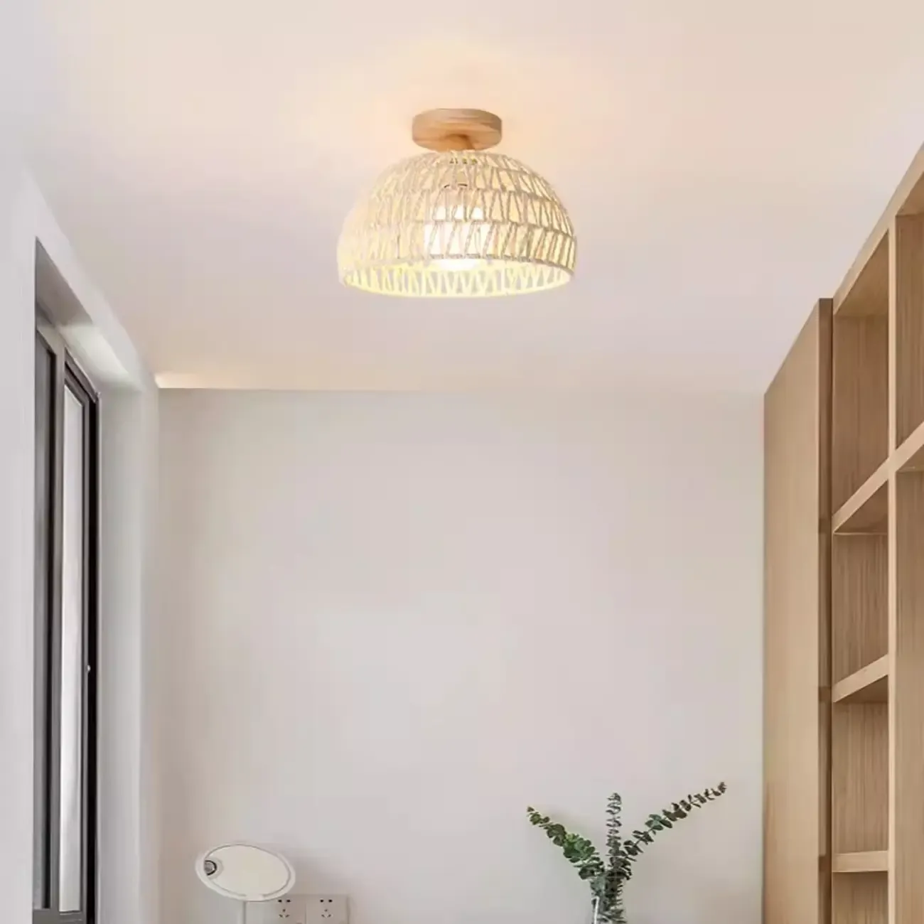 Oriental Fabric Semi Flush Ceiling Light for Residential Use