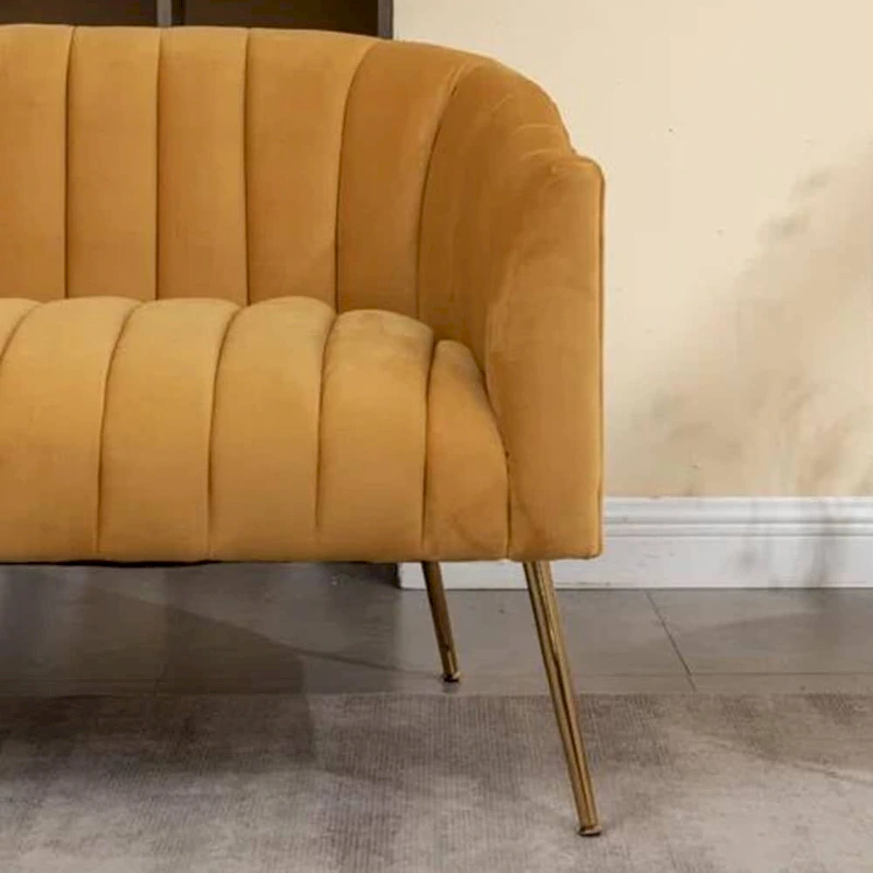 SEYNAR Modern Glam Comfy 50 Metal Legs Curved Sofa 2 Seaters Loveseat with Tufted Back