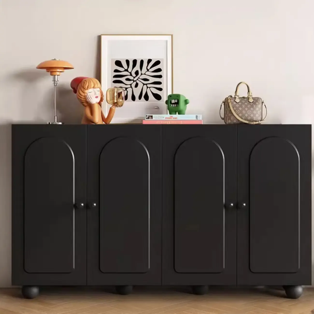 Chic Adjustable Shelves Wood Shoe Cabinet in White/Black