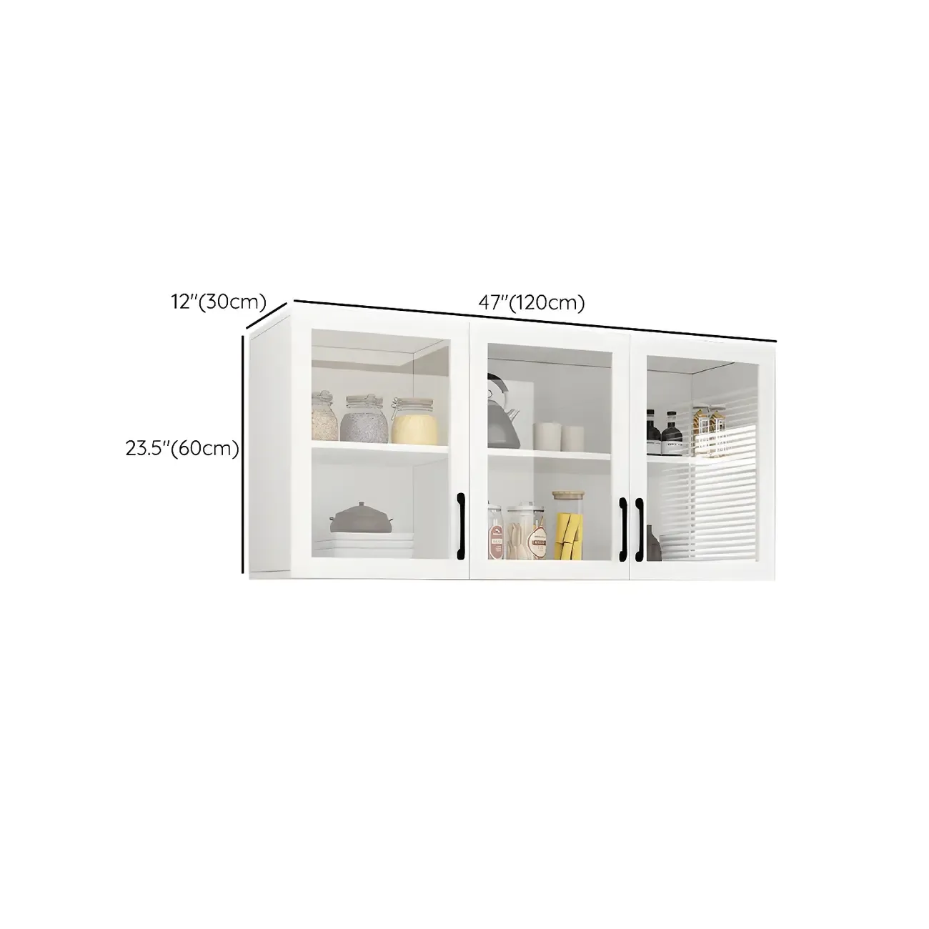 White Rectangular Wall-Mounted Wood China Cabinet