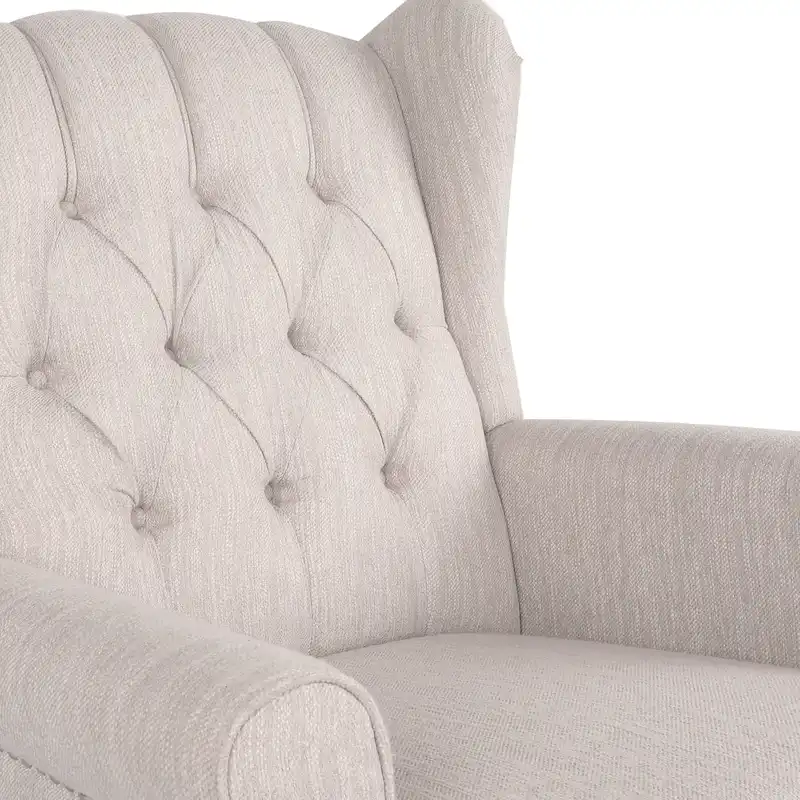 Dobles Fabric Tufted Wingback Rocking Chair by