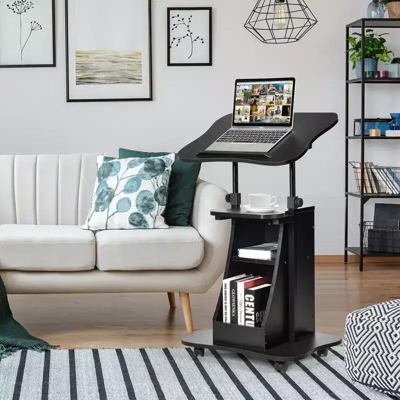 Costway Set of 2 Sit-to-Stand Laptop Desk Cart Rolling Mobile Height Adjustable