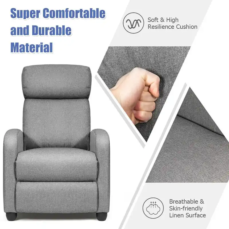 Gymax Massage Recliner Chair Single Sofa Padded Seat w/ Footrest