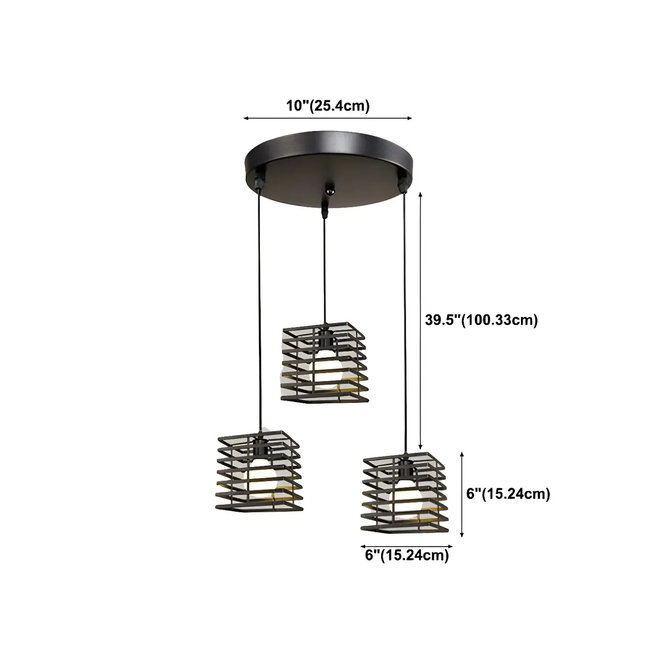 Industrial Black 3-Light Lantern Pendant Light