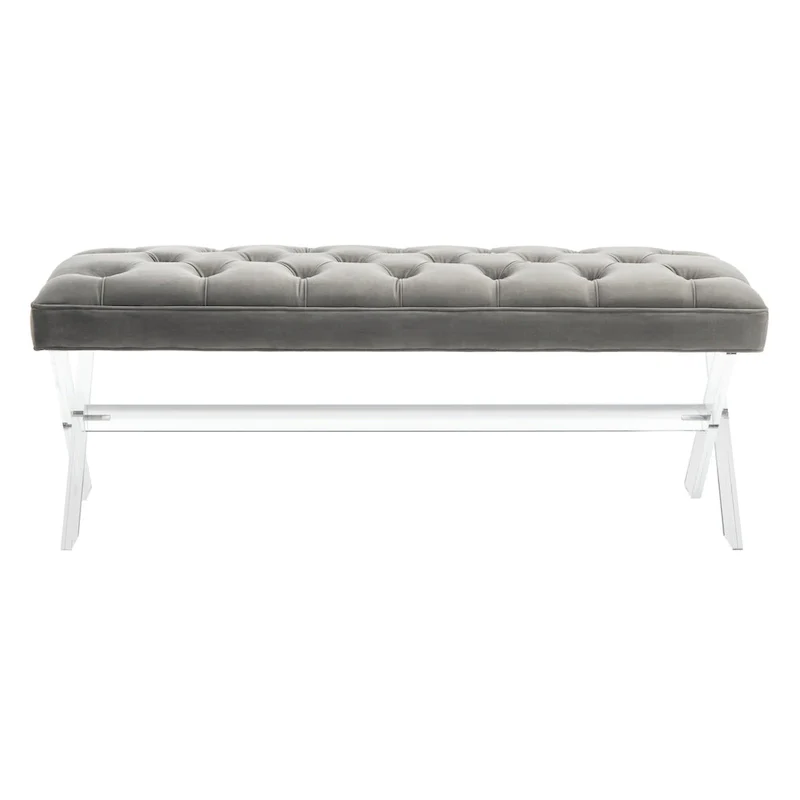 SAFAVIEH Couture Ketevan Tufted Acrylic Bench - 48x18x18. - 48 W x 18 L x 18 H - 48Wx18Dx18H