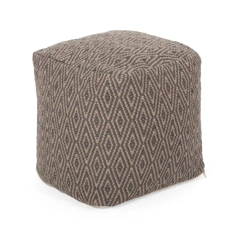 Boven Hand-Crafted Cotton Cube Pouf by Christopher Knight Home
