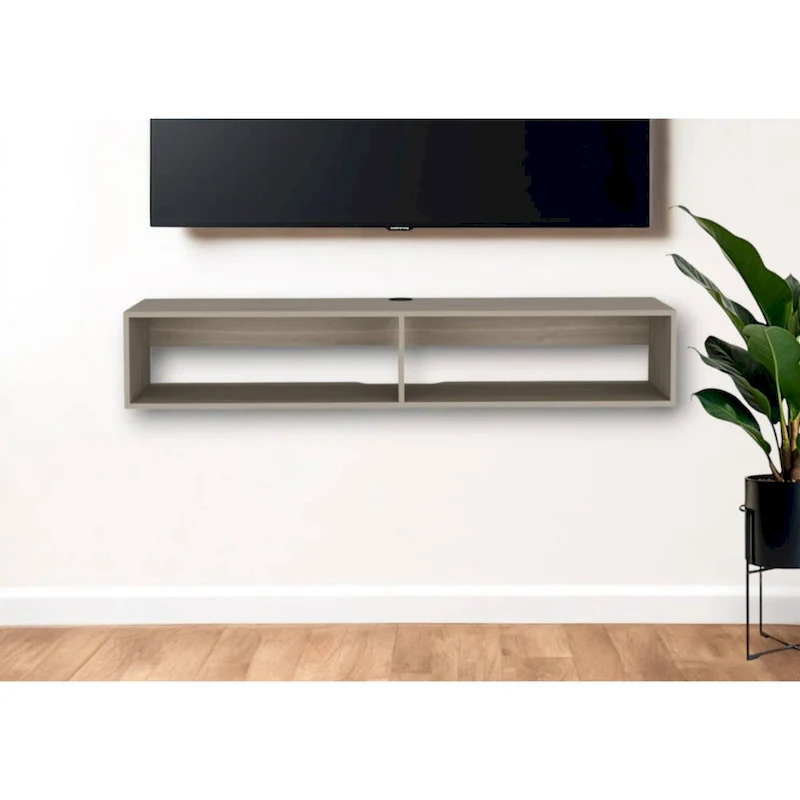 Modern TV Console Wall Mounted 59 Floating Media Stand with Shelves and Cable Management - 10.4H x 59.1W x 12.6D