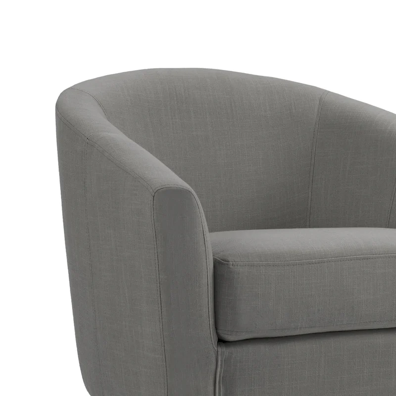 Upholstered Modern Barrel Accent Chair with Wood Legs