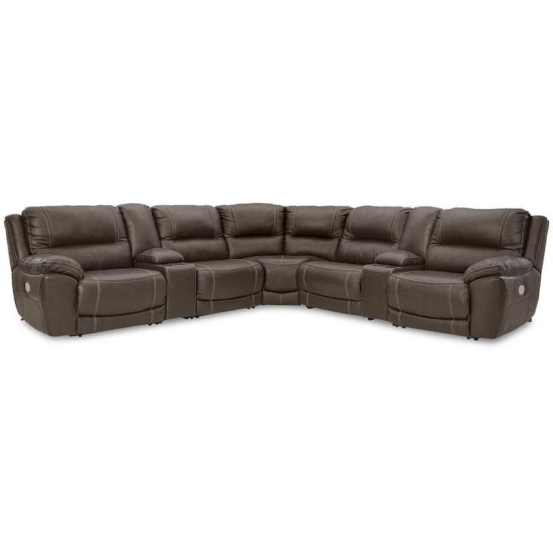 Signature Design by Ashley Dunleith Brown 7-Piece Power Reclining Sectional - 136W x 136D x 43H