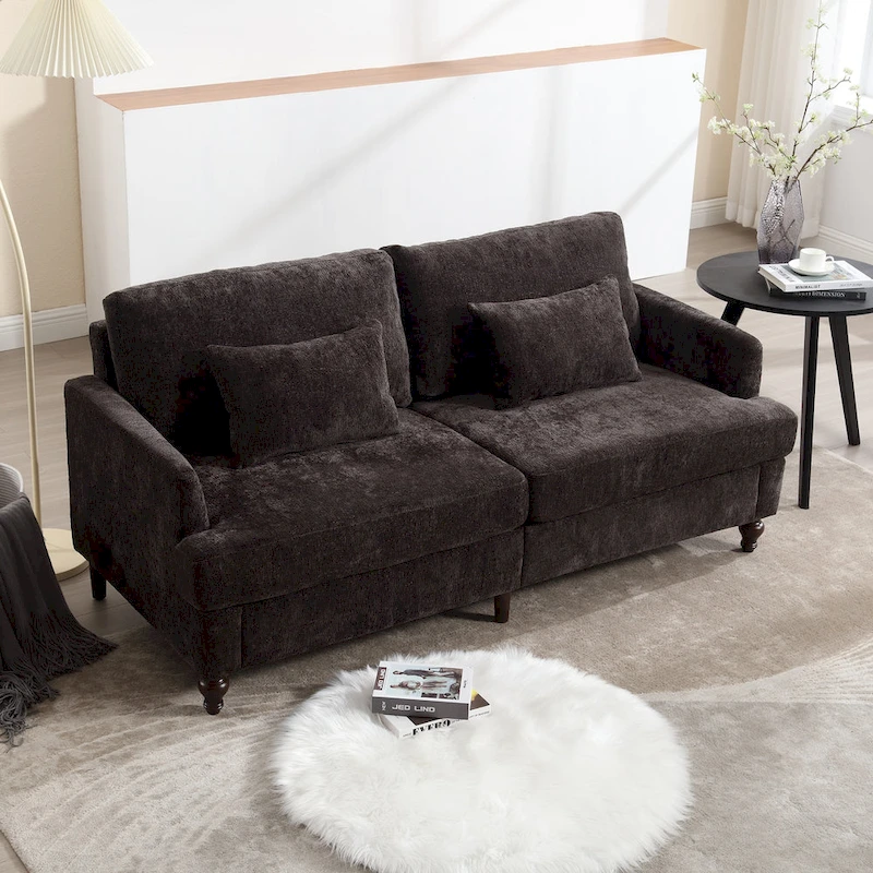 HOMEFUN Modern chenille Fabric Loveseat,2-Seat Upholstered Loveseat Sofa Modern Couch