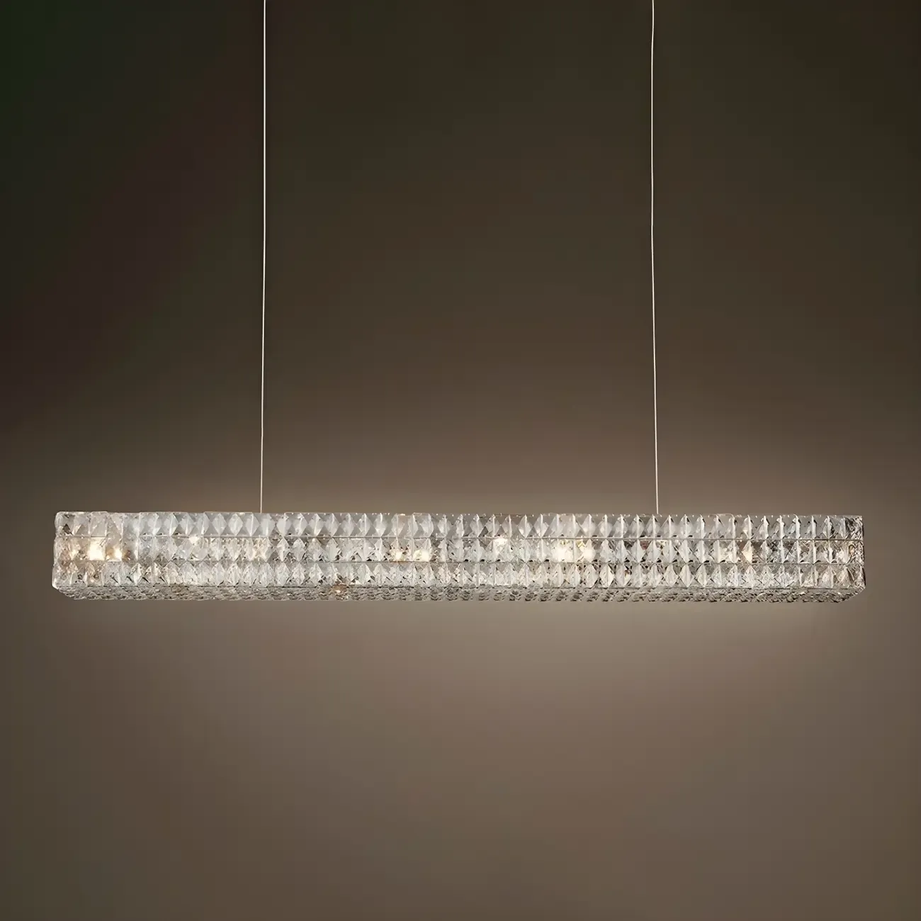 Modern Clear Crystal Rectangular Pendant Light