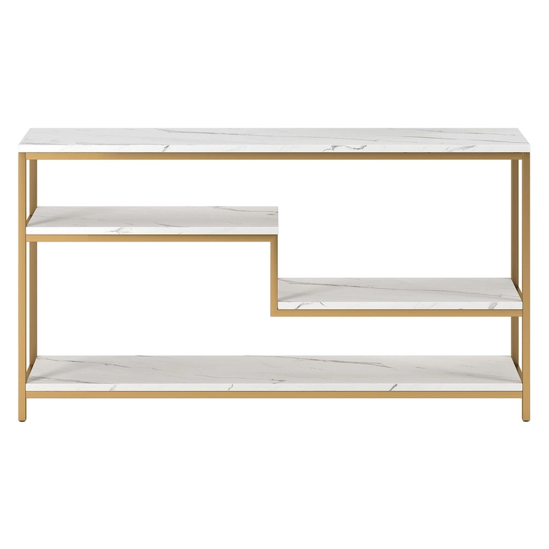 Mathis 55 Wide Rectangular Console Table with Faux Marble Top