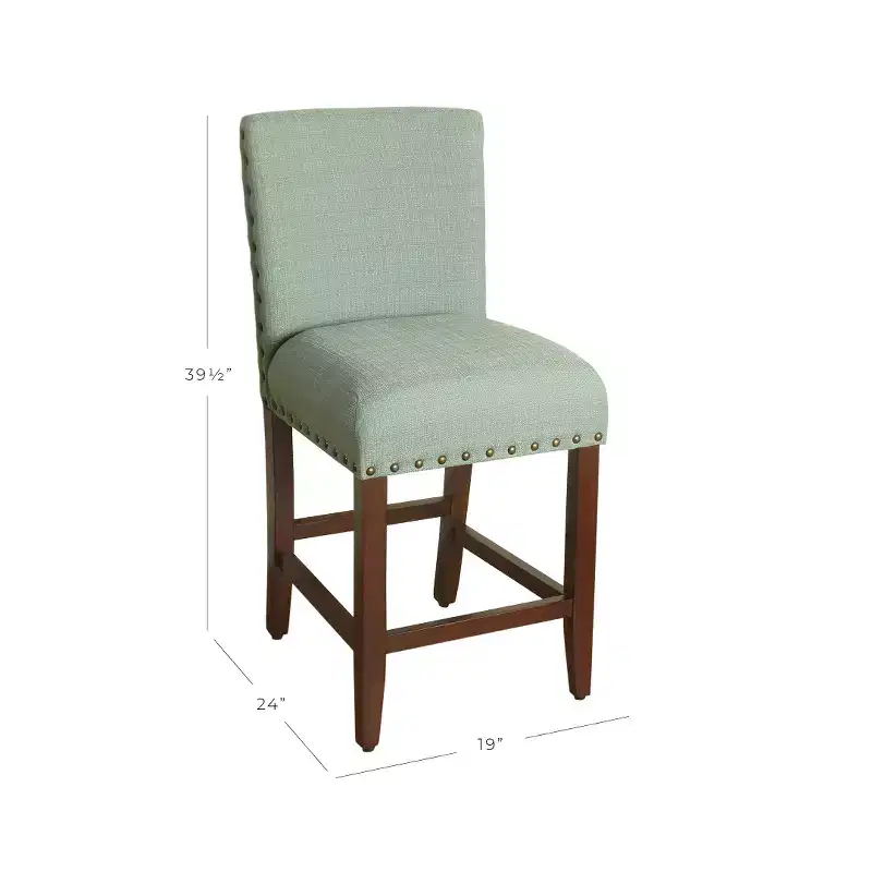 24 Upholstered Counter Height Barstool with Nailheads - HomePop