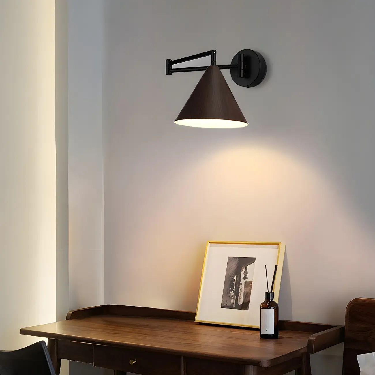 Modern Metal Black Cone Swing Arm Wall Light
