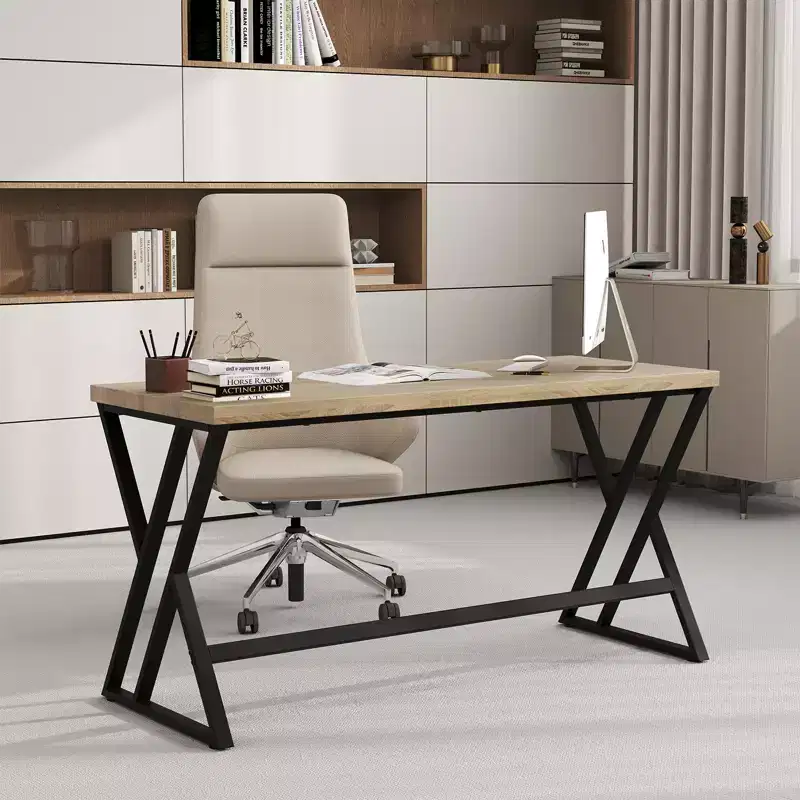 4PCS 59 Computer Desk Large Industrial Home Office Desk w/Heavy-duty Metal Frame