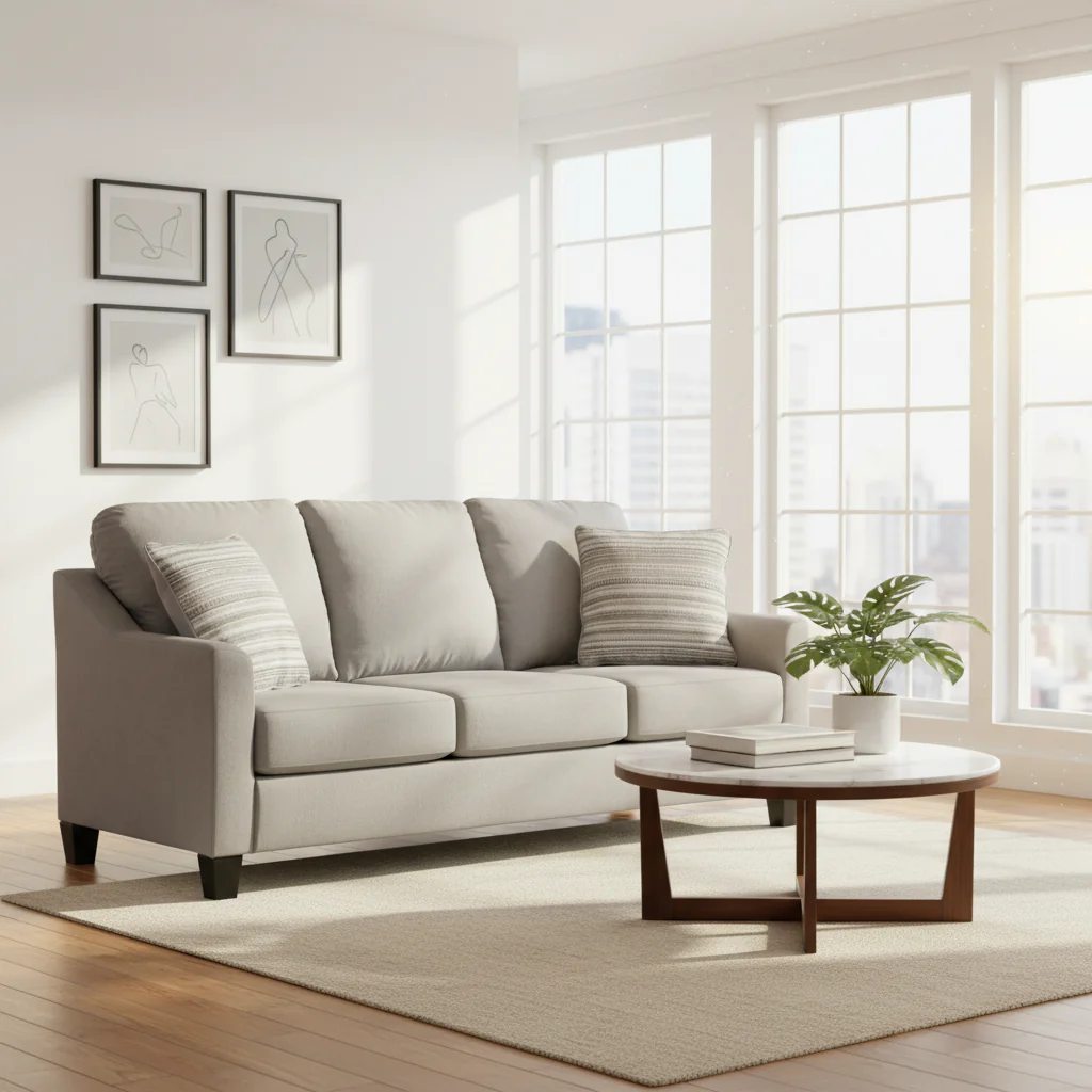 Queen Size Sofa Sleeper Bed, Gray, Bifold Memory Foam Mattress