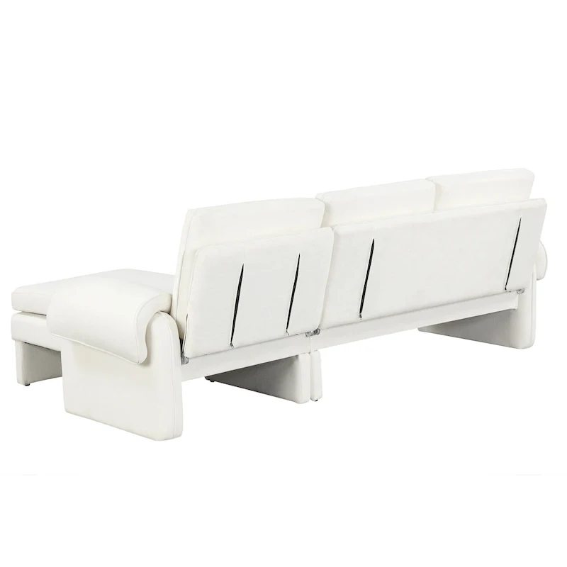 94.1 Chenille L-Shaped Futon Sofa with Adjustable Backrest & Reversible Chaise