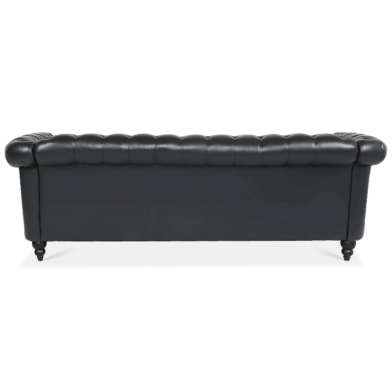 Faux Leather Rolled Arm Chesterfield Three Seater Sofa