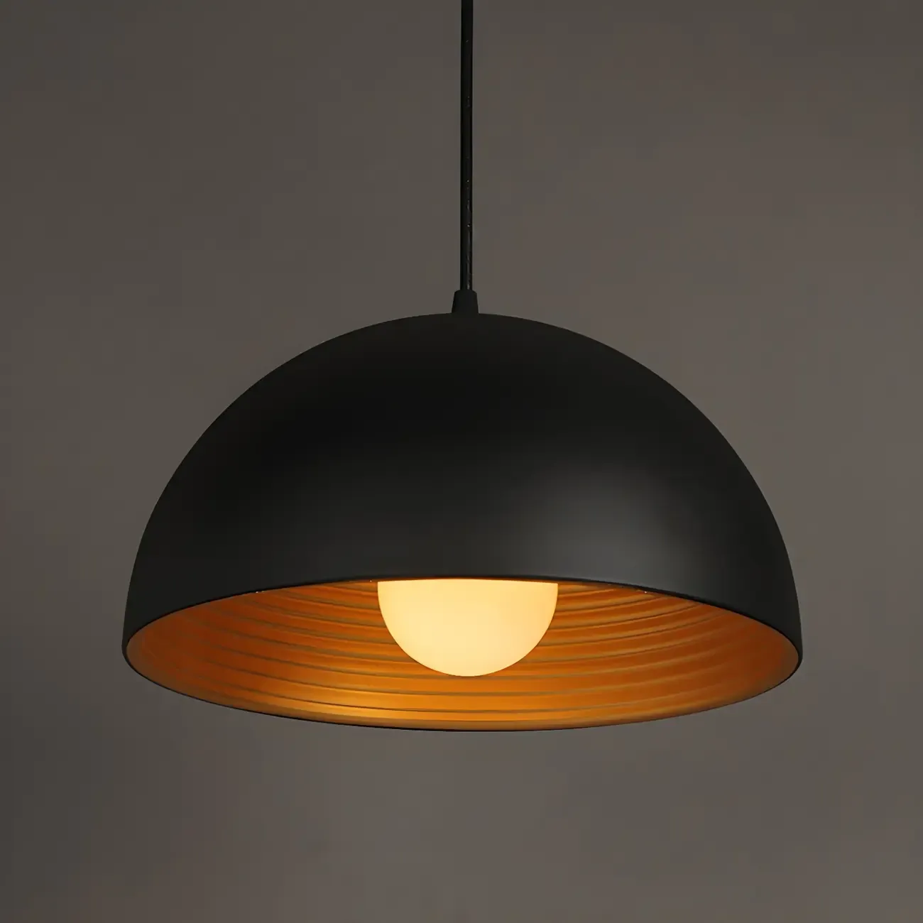 Industrial Rustic Black Metal Dome Kitchen Pendant Light