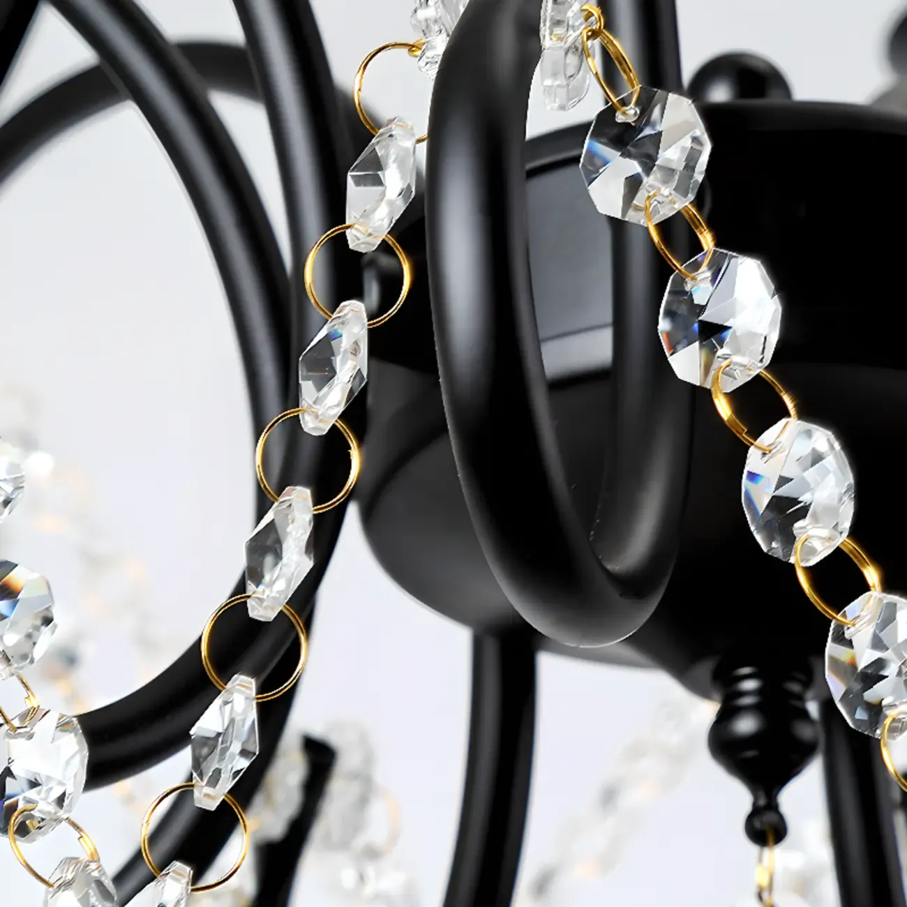 Elegant Gold Curved Crystal Candelabra Chandelier