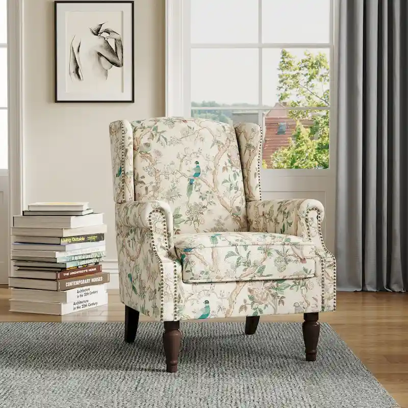 Upholstered Accent Chair Nailhead Trim Arm Chair