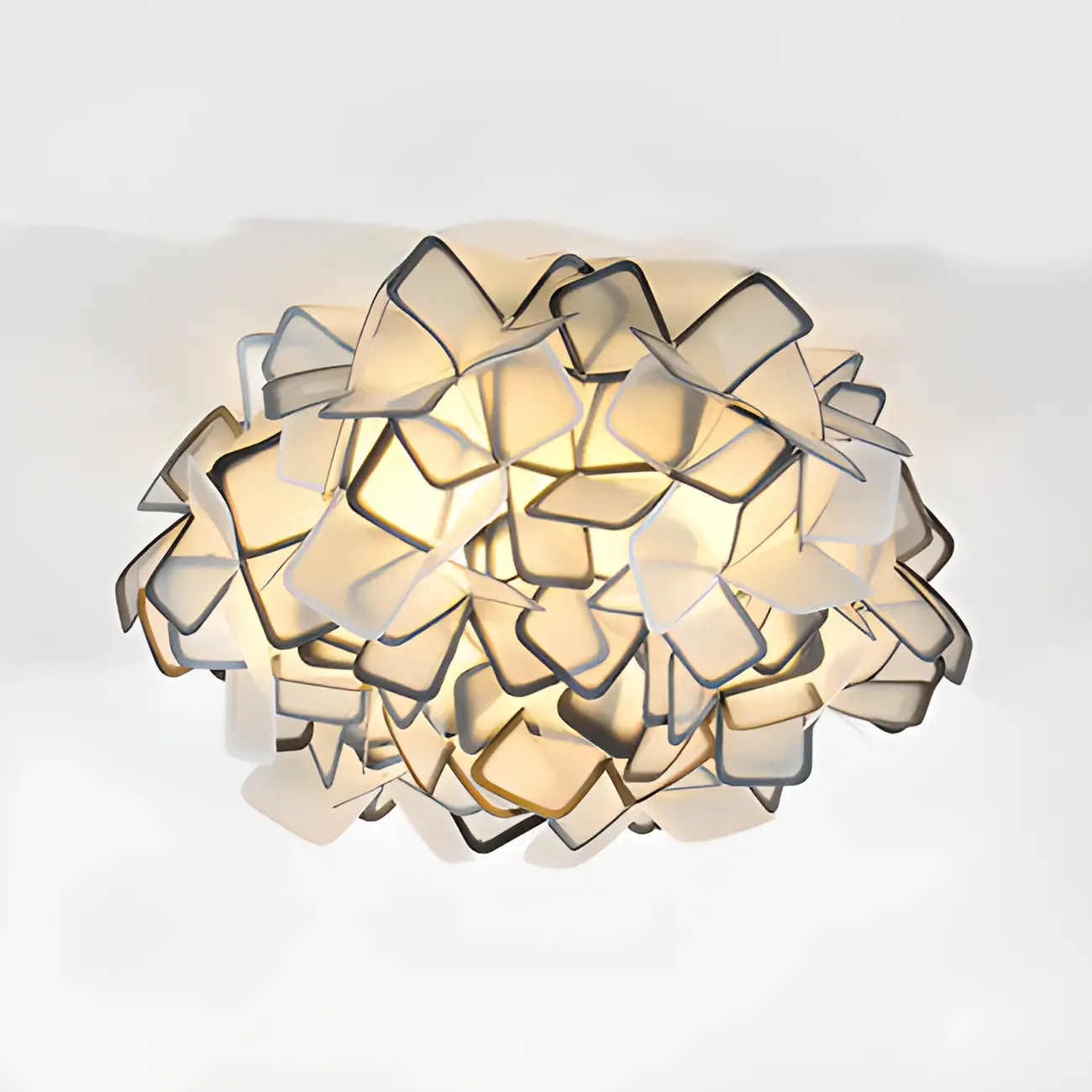 Art Deco White Geometric Plastic LED Flush Mount Ceiling Light