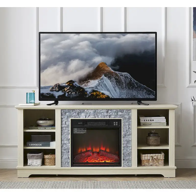 Mantel Electric Fireplace TV Stand with Fireplace Insert