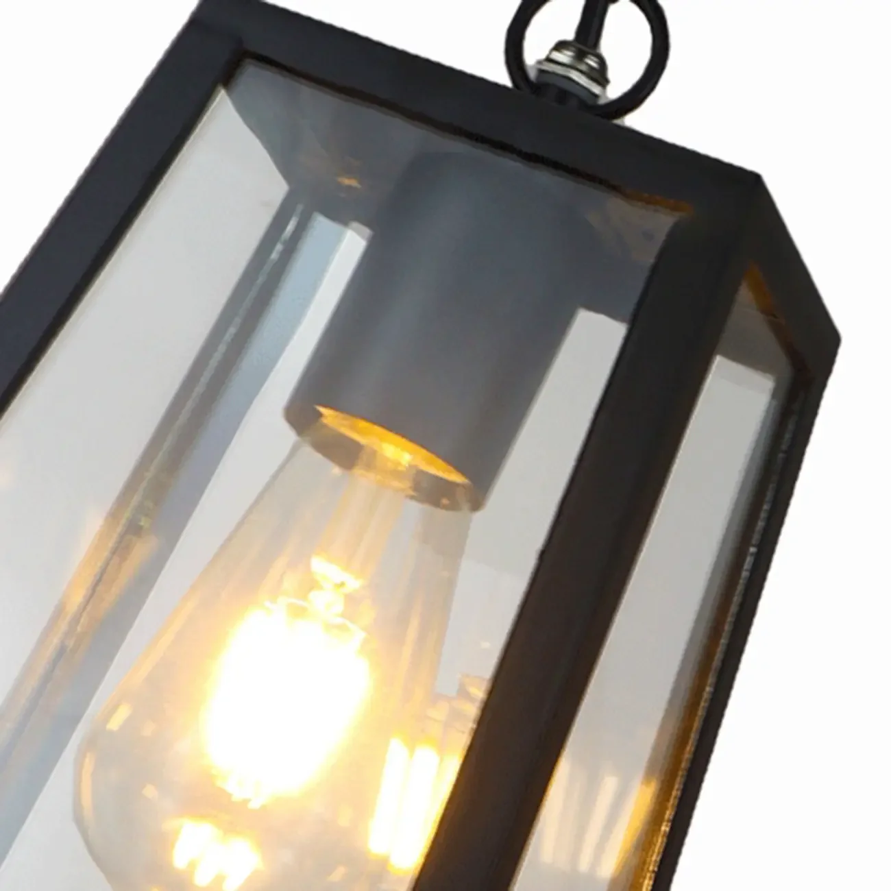 Industrial Black Metal Courtyard Pendant Lights in Adjustable
